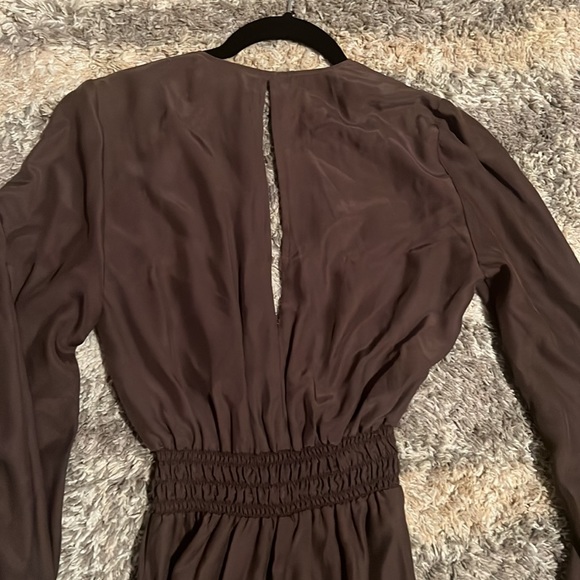 Reformation Rosalina Brown Long Sleeve High Slit Dress NWT - Picture 8 of 12